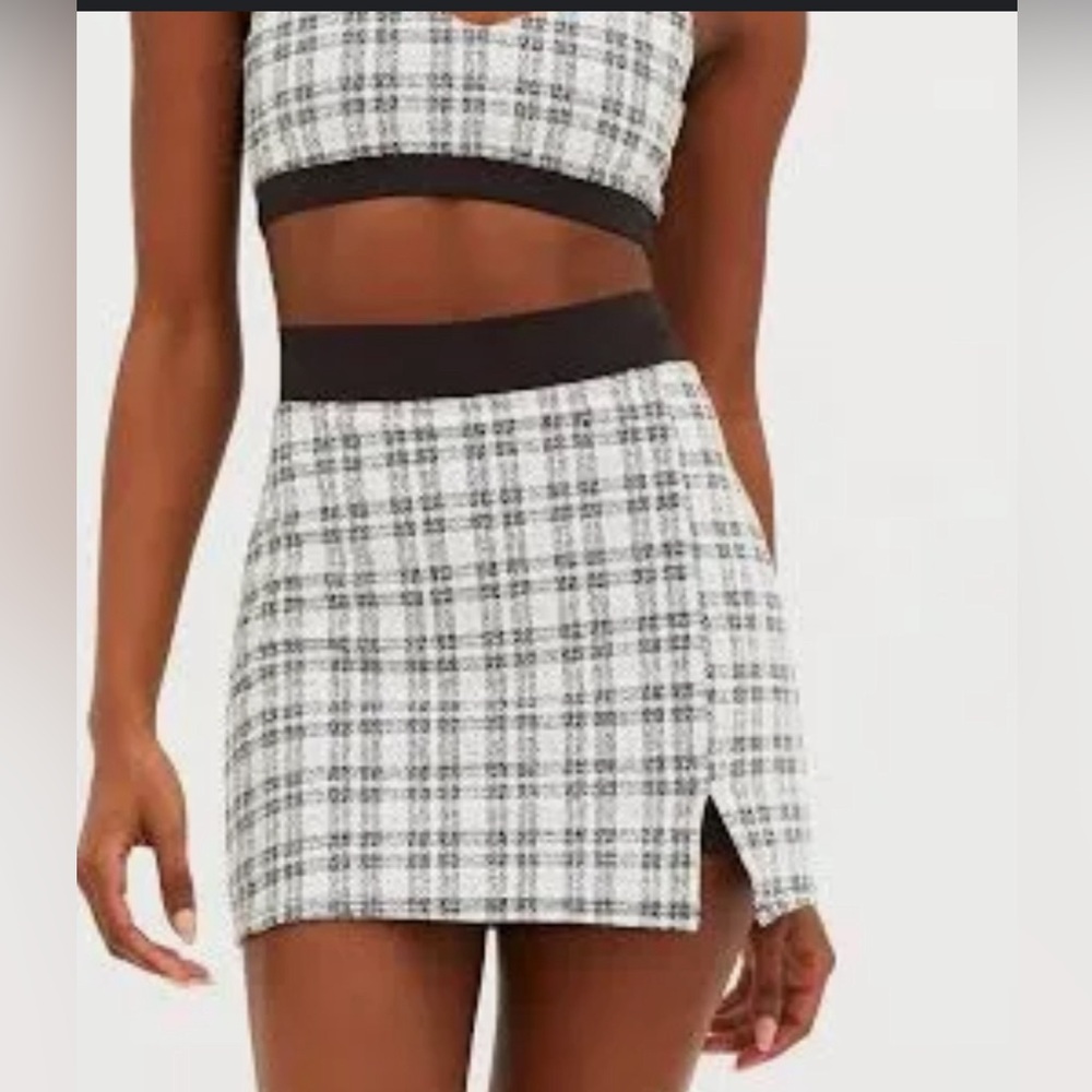 Beach Riot Adrienne Black and White Plaid tennis Skirt NWOT